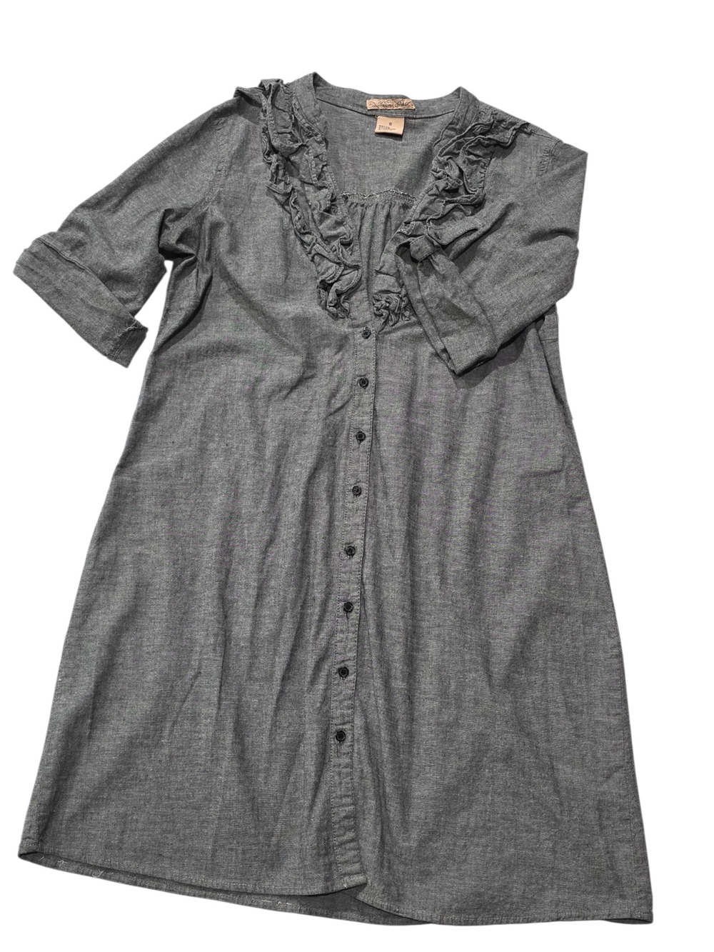 Dxoma Gold Charcoal Gray Short Sleeve Woman's Dress Size 1X-- E95